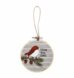 Bless Embroidery Hoop Ornament