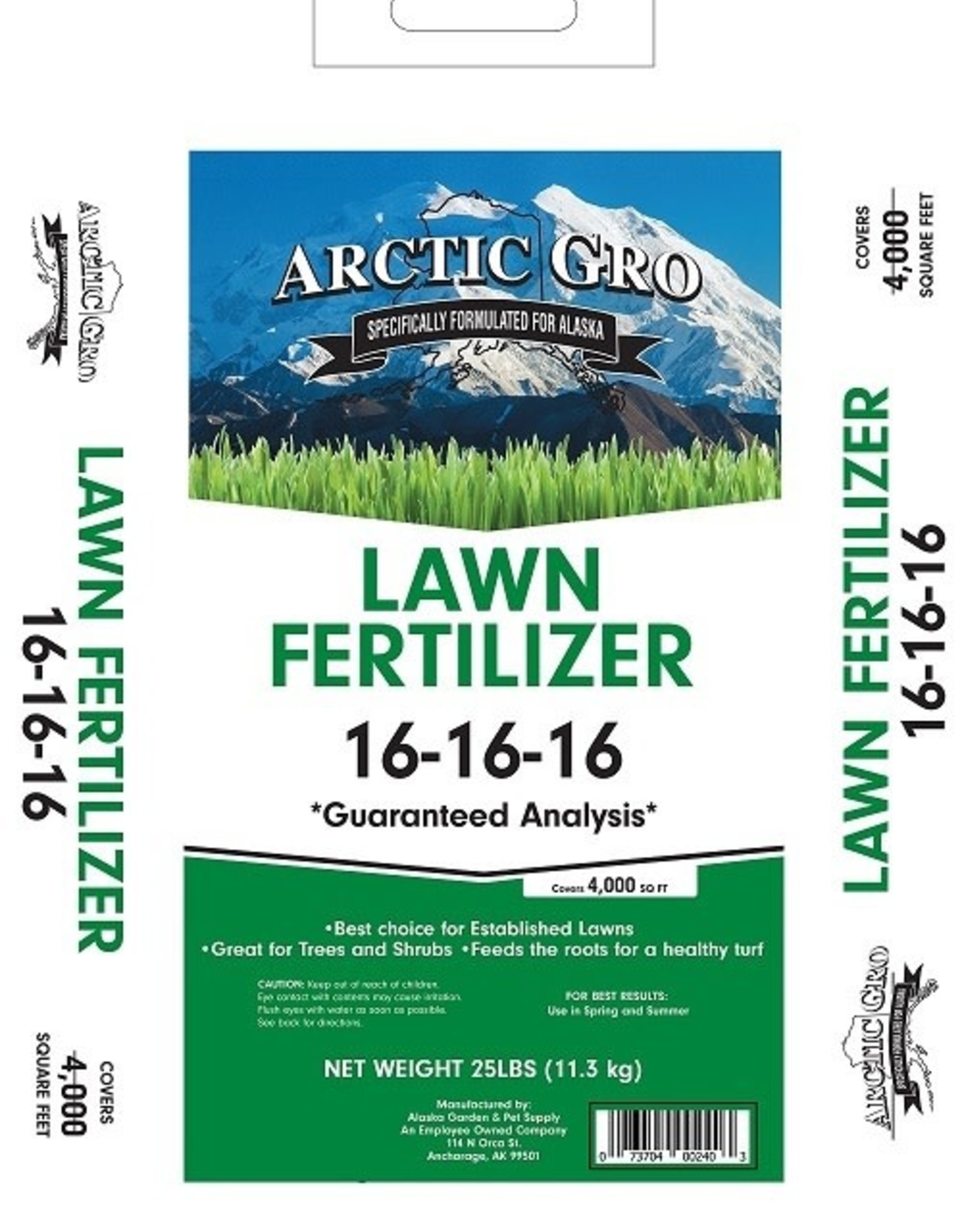 Arctic Gro 16-16-16 Arctic Grow Fertilizer 25lb covers 800-4000sq.ft