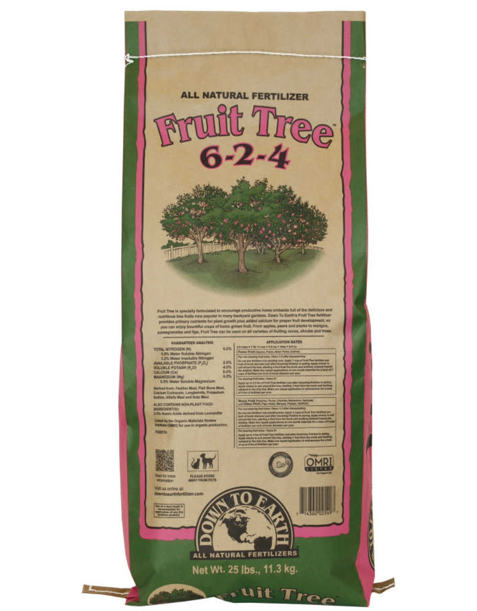 Down To Earth DTE Fruit Tree Natural Fertilizer 6-2-4 25 lbs