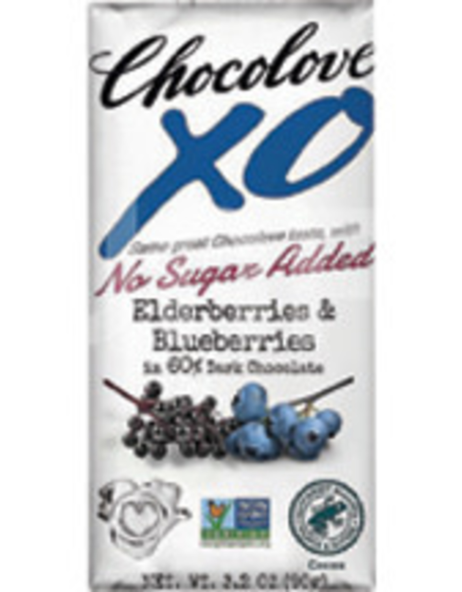 Chocolove Dark Chocolate Bar XO Elderberries & Blueberries 3.2oz