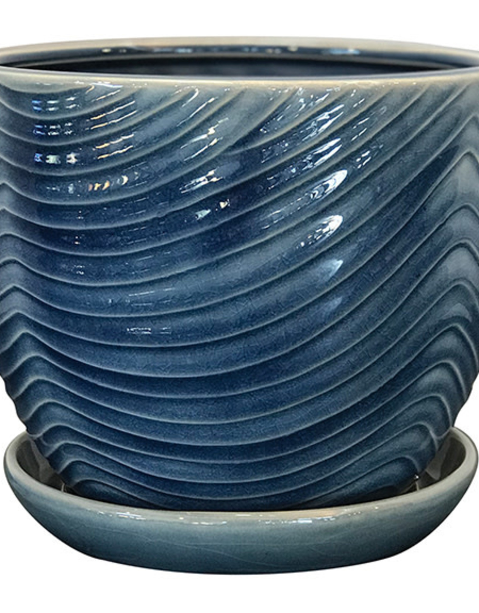 Swirl Drape Planter Denim 6"