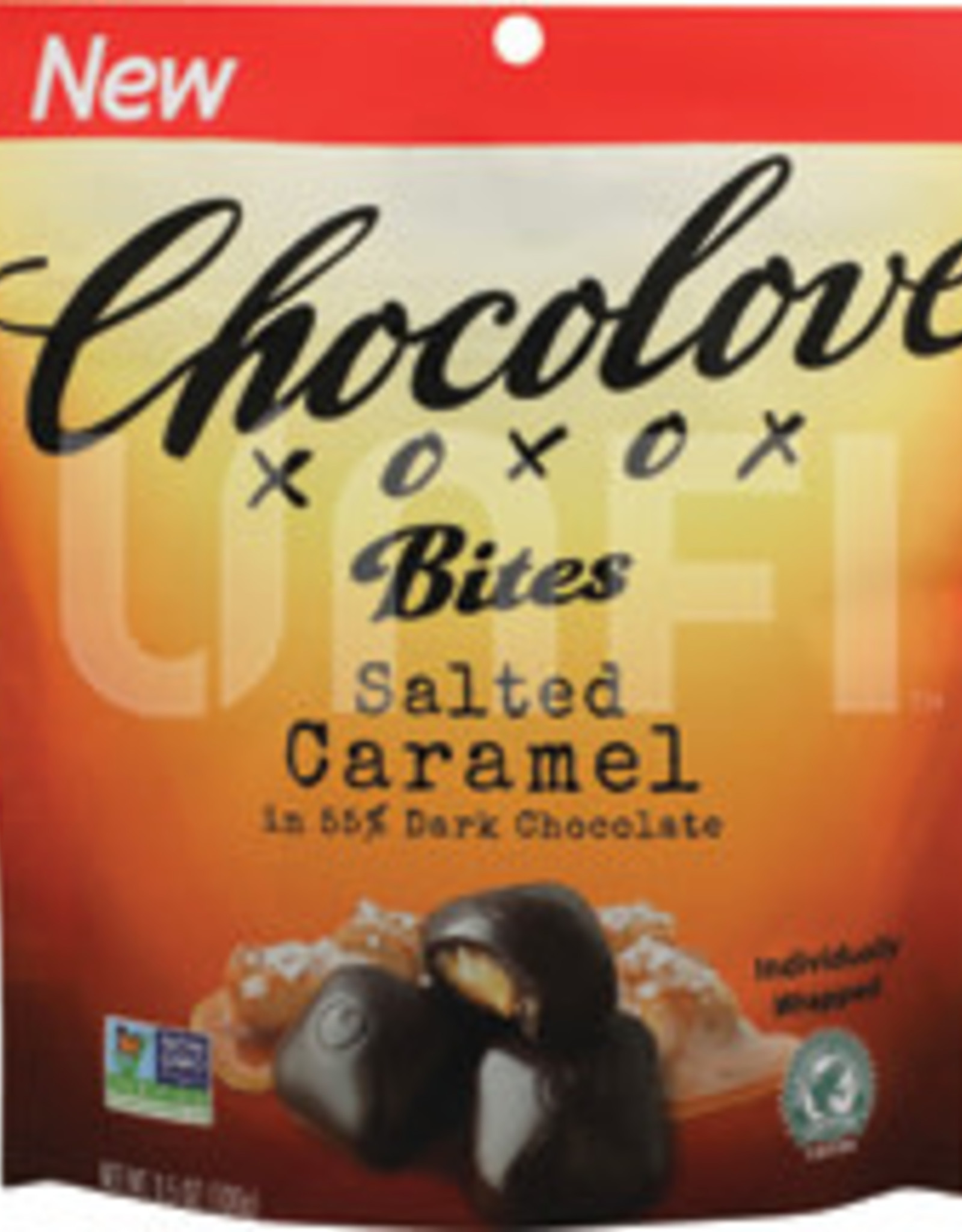 Chocolove Dark Chocolate Bites; Salted Caramel 3.5oz bag