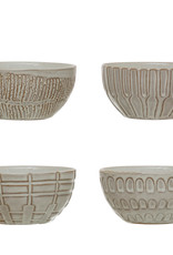Debossed Stoneware Bowl, 4 Styles 4"
