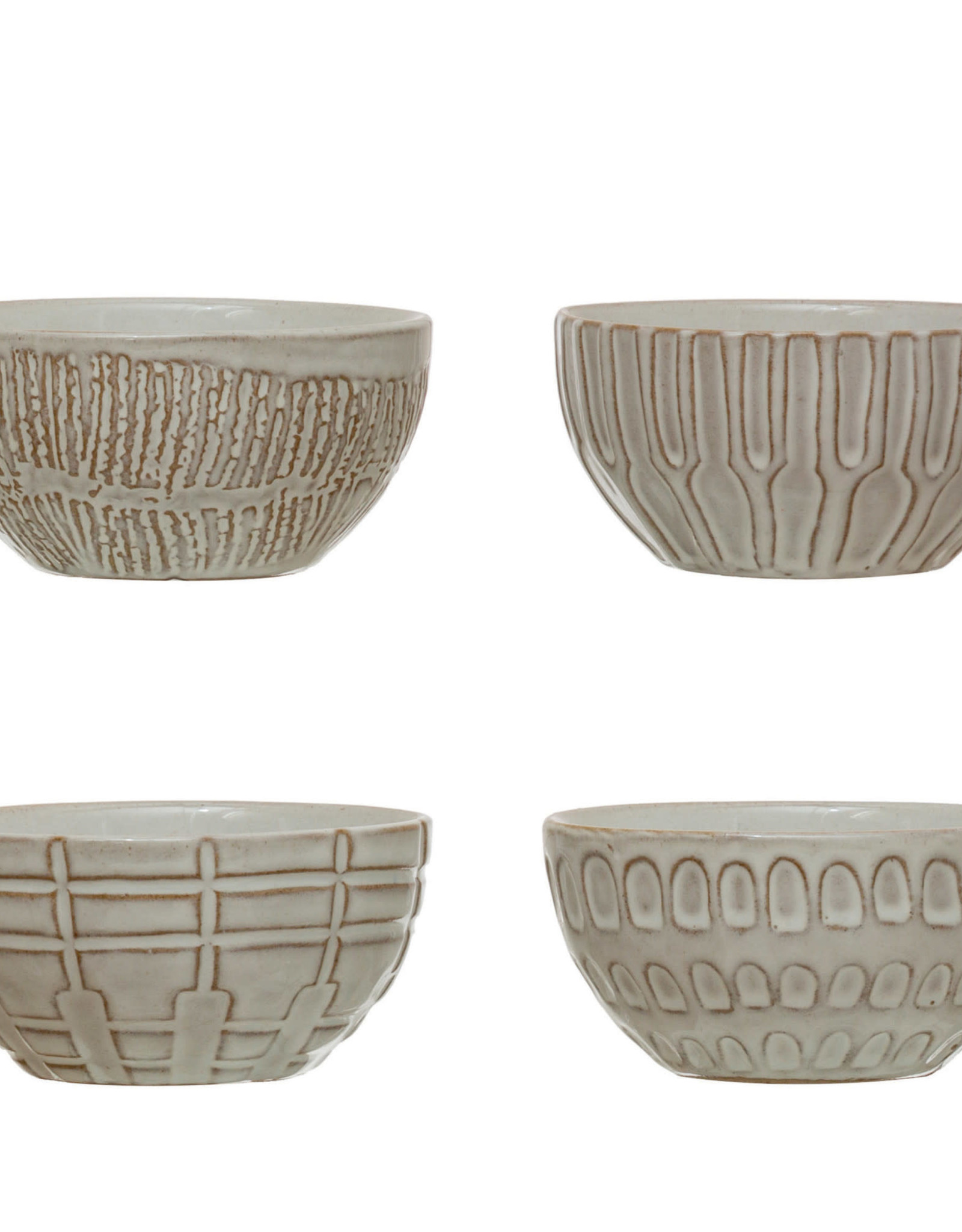 Debossed Stoneware Bowl, 4 Styles 4"