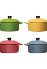 Stoneware Mini Baker with Lid, 4 Colors 5"round