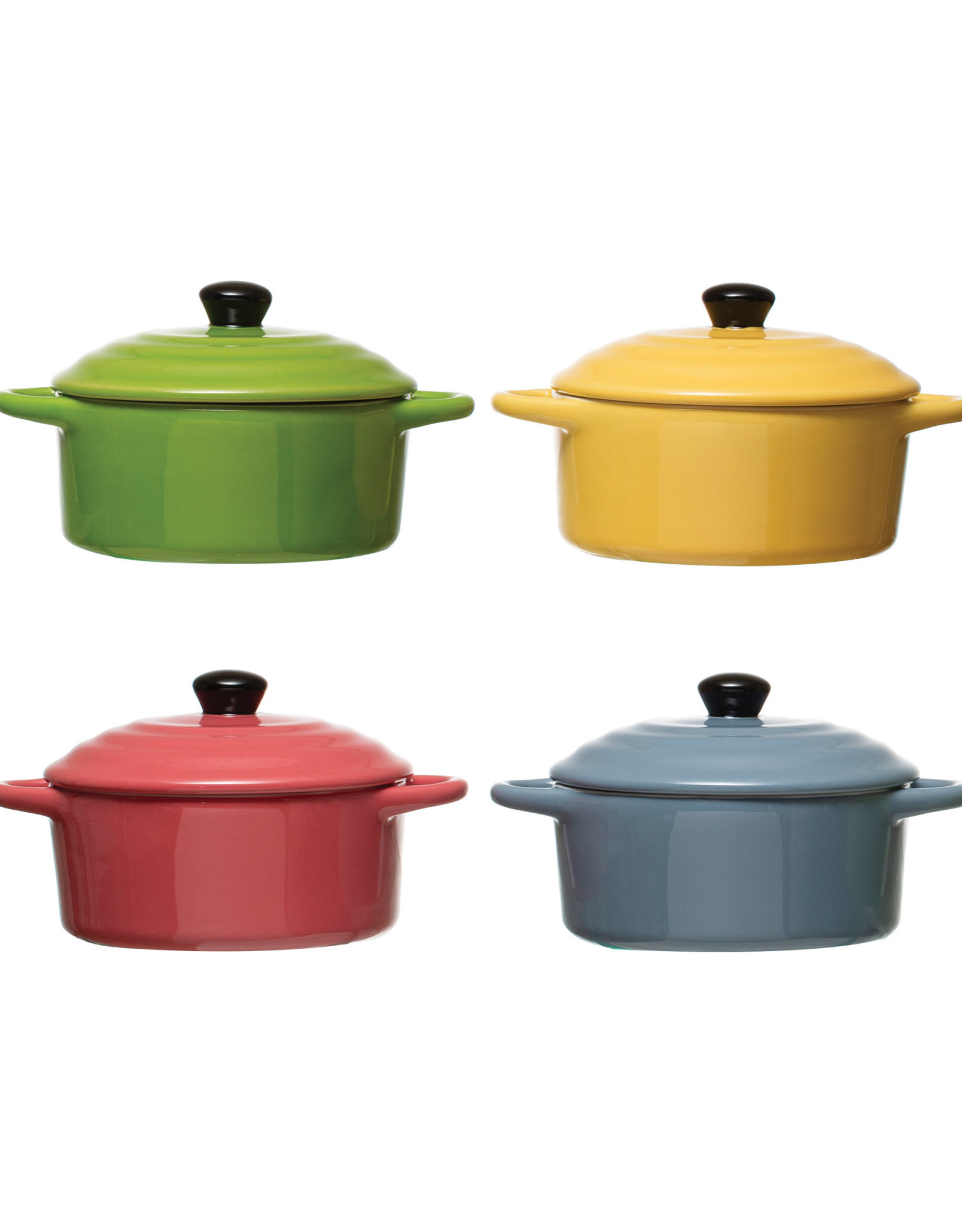 Stoneware Mini Baker with Lid, 4 Colors 5"round