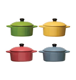 Stoneware Mini Baker with Lid, 4 Colors 5"round