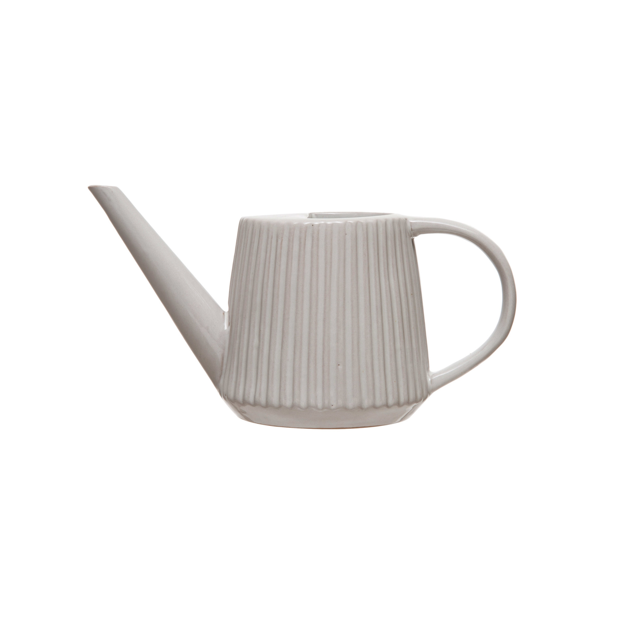 Stoneware Fluted Watering Can, Reactive Glaze 1qt - Wagon Wheel