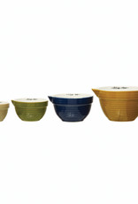 Stoneware Batter Bowl Measuring Cups, Fall colors, Set of 4