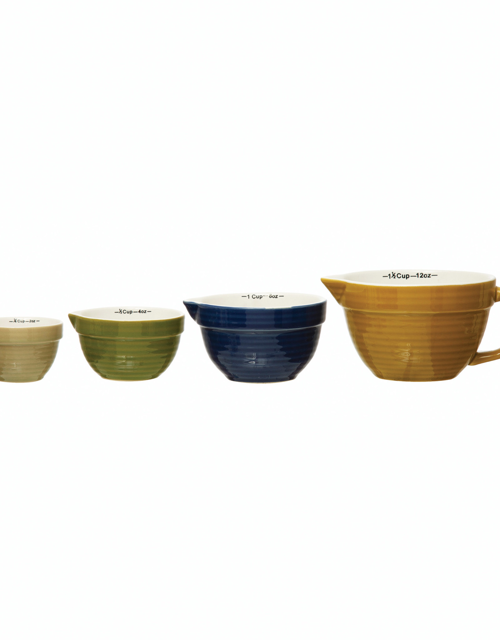 Stoneware Batter Bowl Measuring Cups, Fall colors, Set of 4
