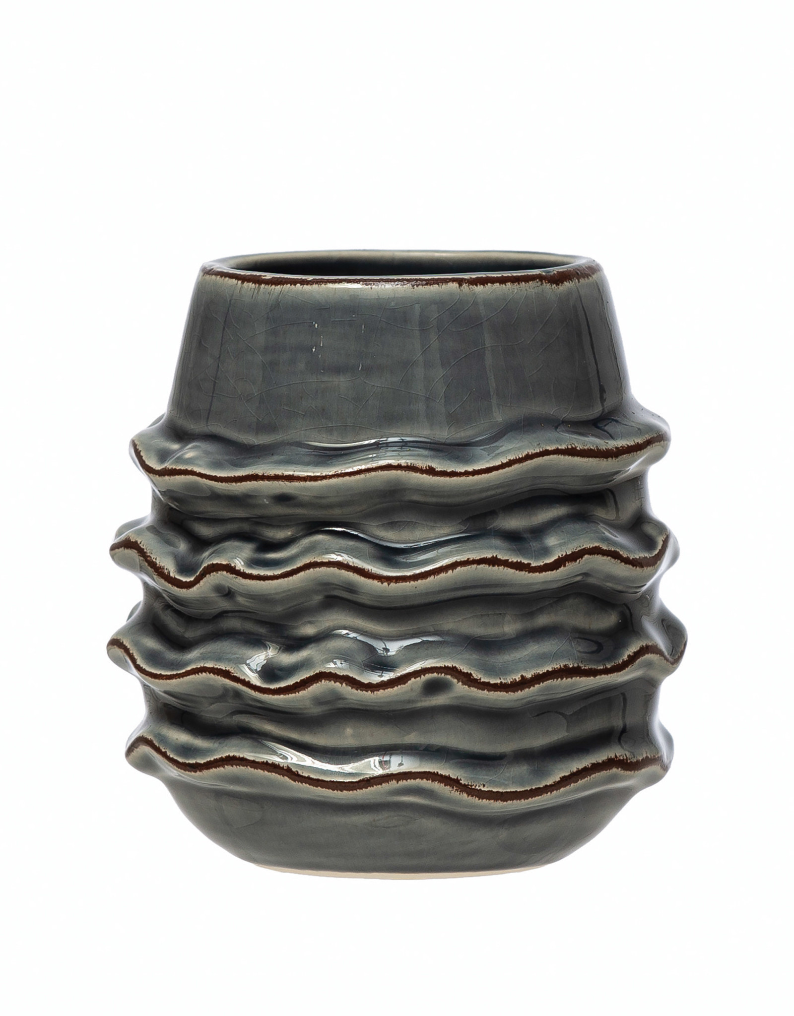 Stoneware Ruffled Planter Blue 4"