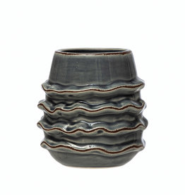 Stoneware Ruffled Planter Blue 4"