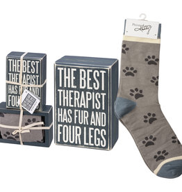 Box Sign & Sock Set - The Best Therapist Has Fur