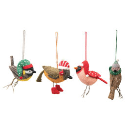 Wool Felt Bird with Hat Ornament, 4 Styles