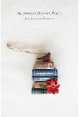 Resin Books Ornament with Bird and Poinsettia  3-3/4"H