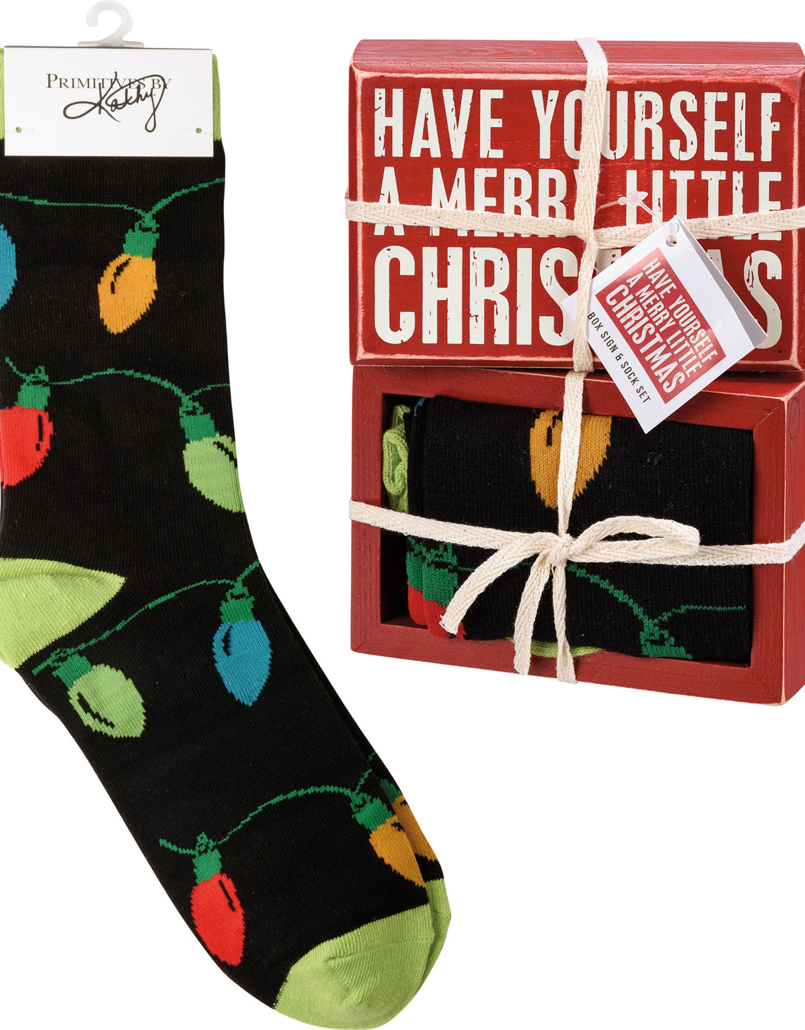 Box Sign & Sock Set - A Merry Little Christmas