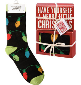 Box Sign & Sock Set - A Merry Little Christmas
