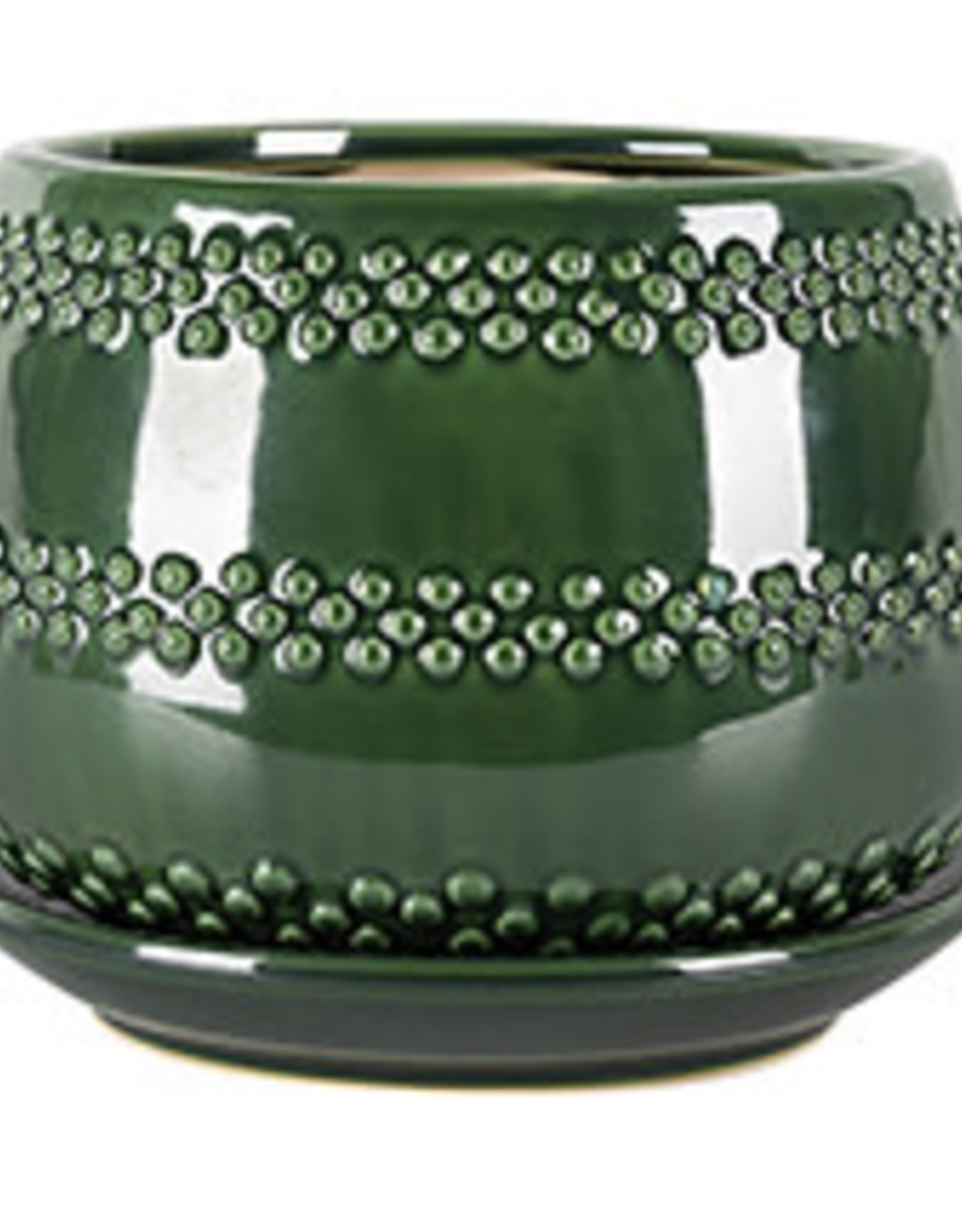 Seneca Planter with Attached Saucer - Emerald 7" x 5.75"