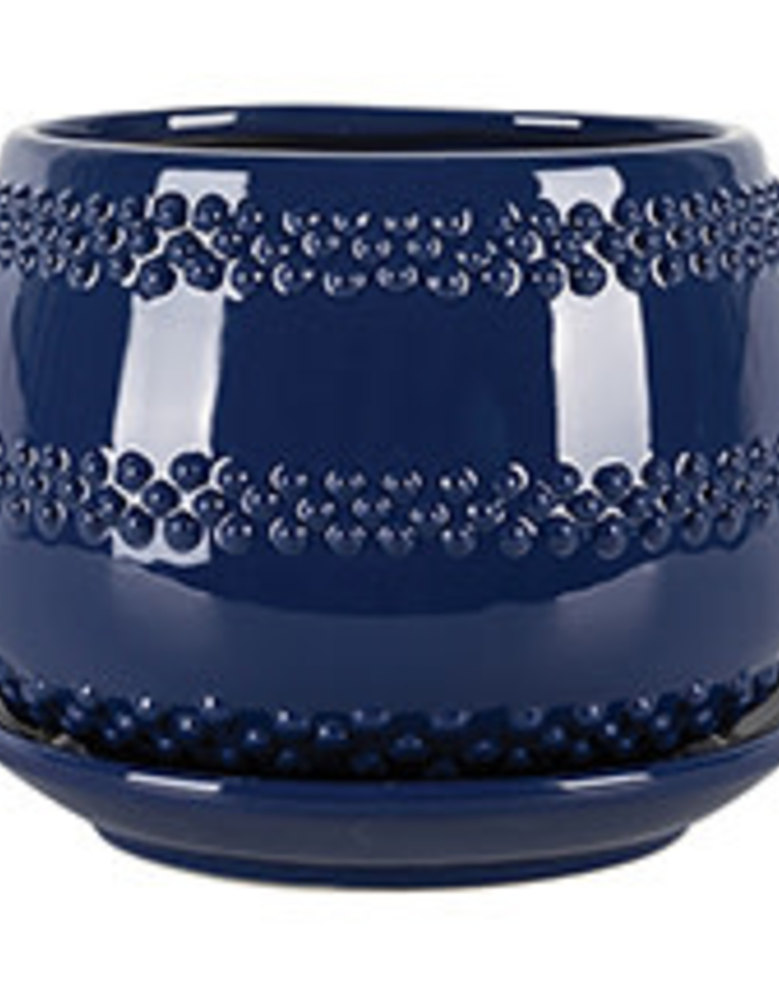 Seneca Planter with Attached Saucer - Blue 7" x 5.75"