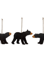 Faux Fur Black Bear Ornament, 3 Styles 2-1/4"H - 3-1/2"H
