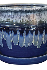 Archdale Planter with Attached Saucer - Ocean 8.25" x 7"