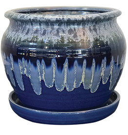 Archdale Planter with Attached Saucer - Ocean 8.25" x 7"