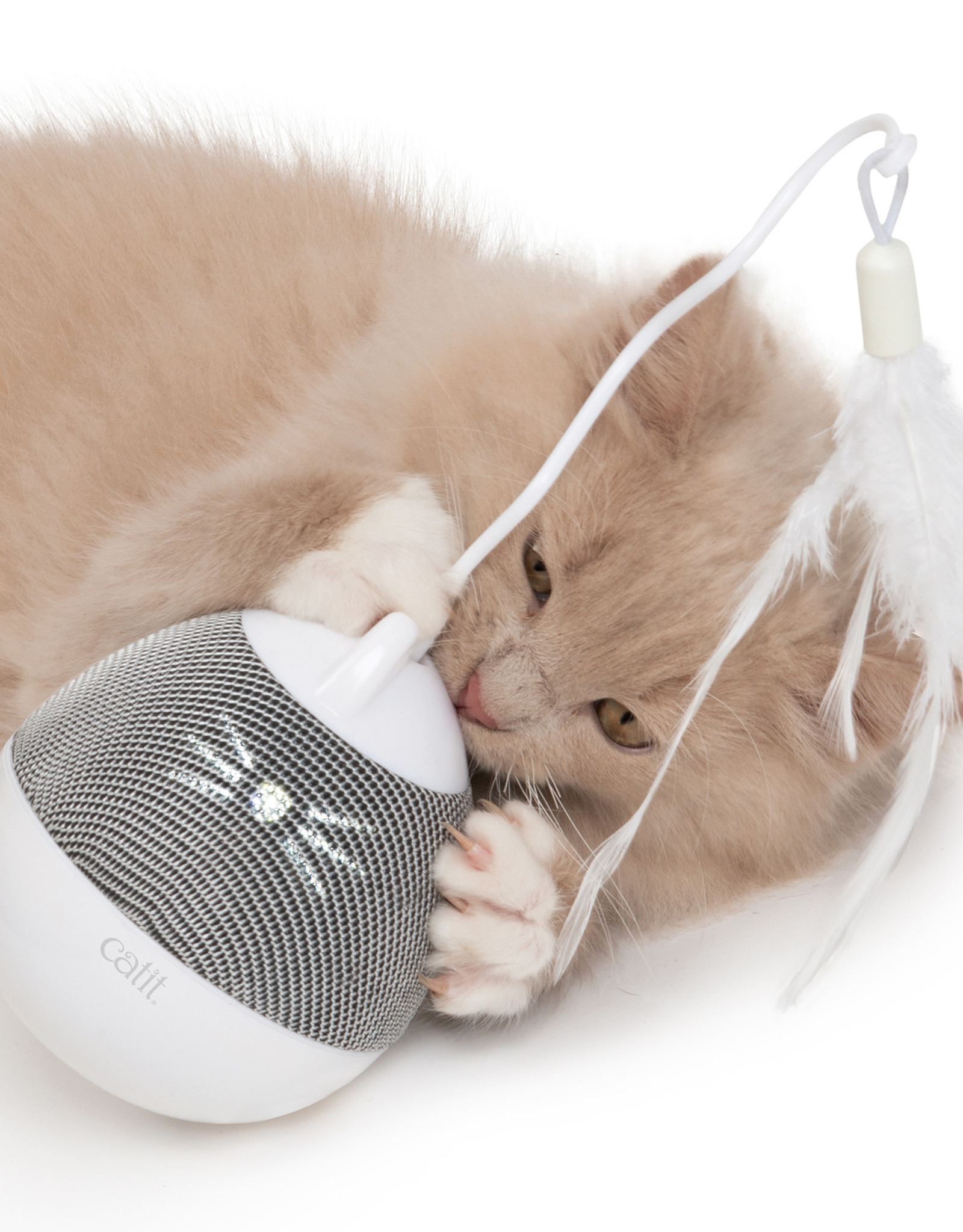 Hagen Catit Pixi Spinner Electronic Cat Toy, White/Grey
