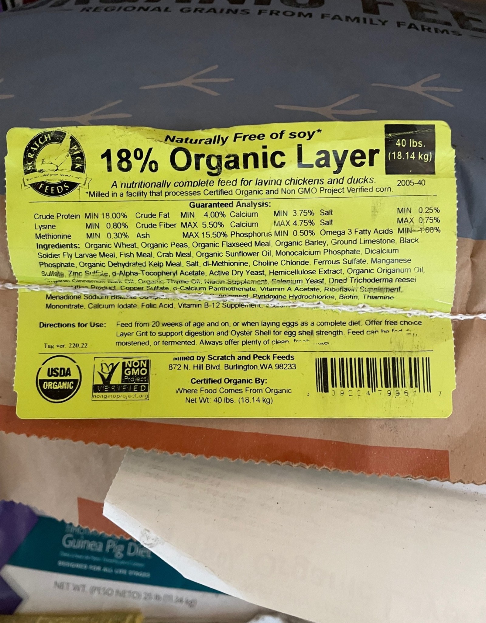 SCRATCH & PECK S&P Layer 18% Organic   Nat Free NCNS 40 lbs AMF