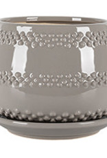Seneca Planter with Attached Saucer - Light Grey 5" x 4.25"