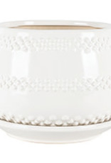 Seneca Planter with Attached Saucer - White 7" x 5.75"