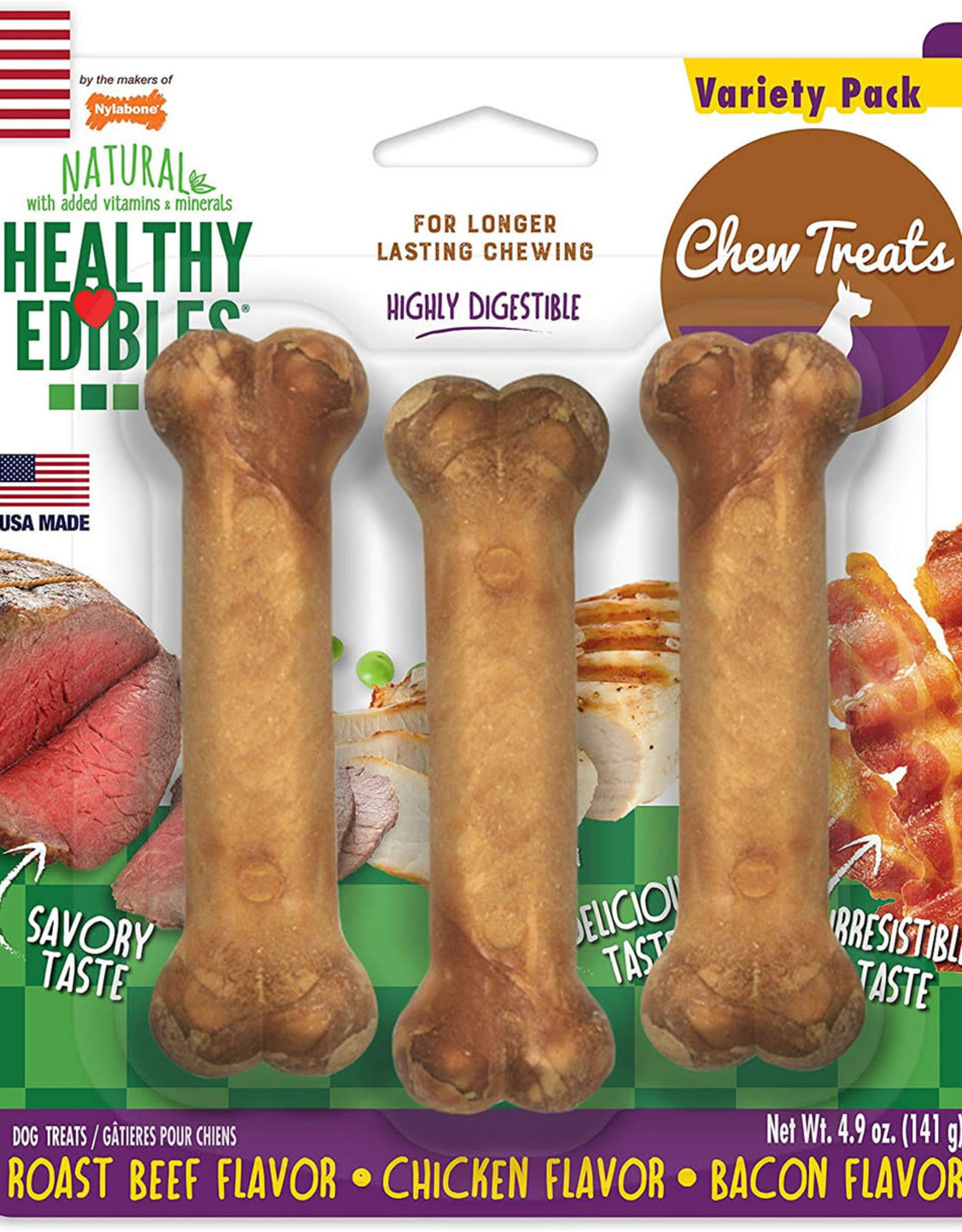 TFH / NYLABONE Nylabone Regular Healthy Edibles Longer Lasting Variety Pack, 3pk