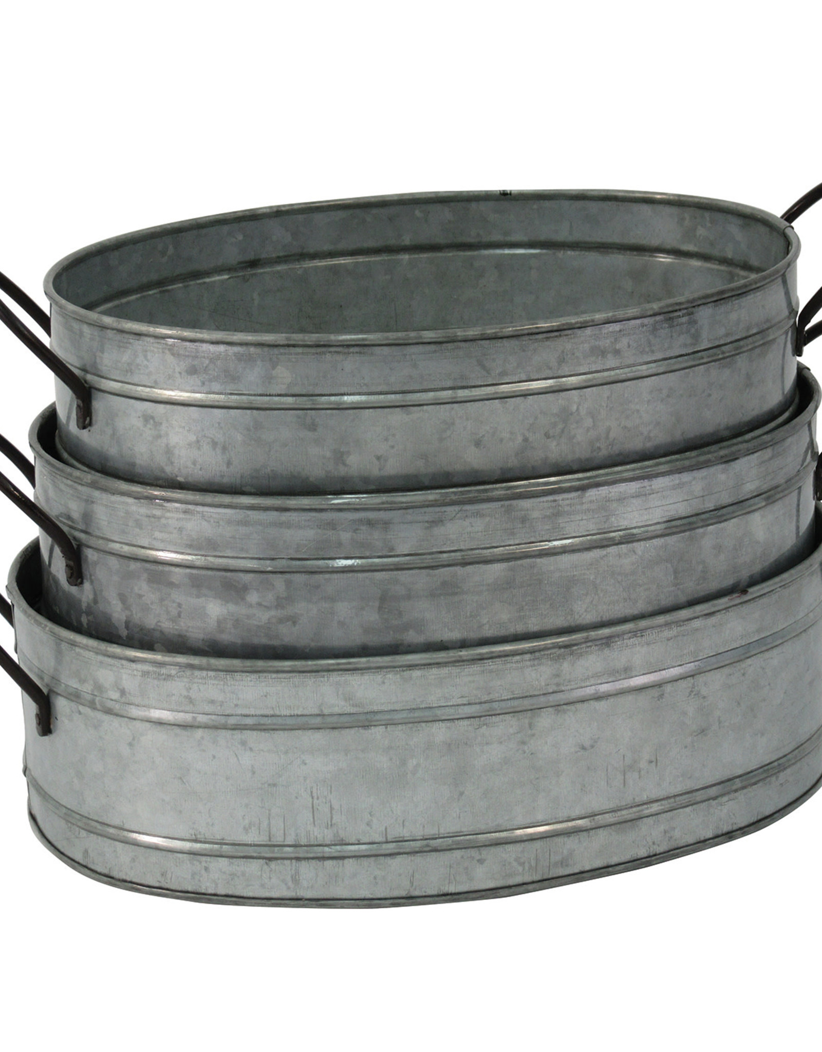 Medium Oval Galvanized Planter 4.5“ x 8.5” x 14“