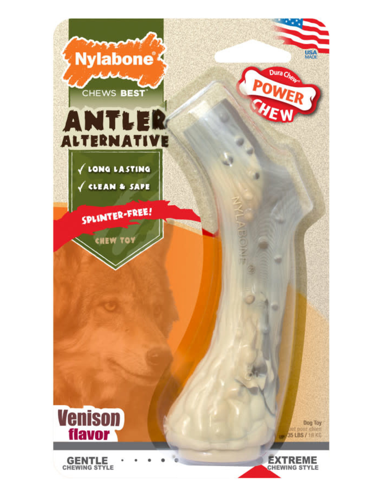 TFH / NYLABONE Nylabone Antler Alternative Chew , Venison Wolf Size