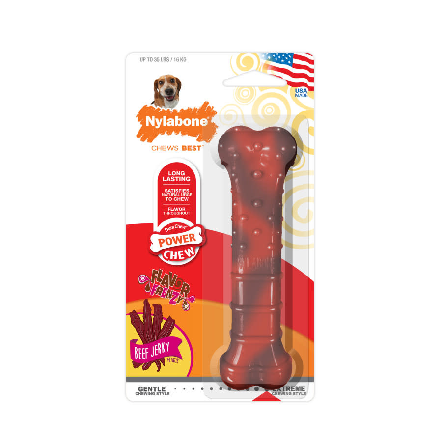 Nylabone Flavor Frenzy Power Chew Medium, Beef Jerky Wagon Wheel