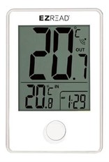 E-Z READ DIGITAL THERMOMETER W/ CLOCK - SMALL