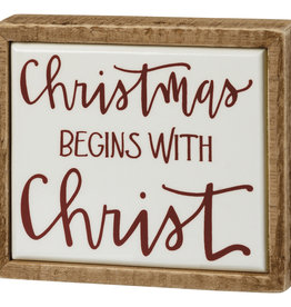 Box Sign Mini - Christmas Begins With Christ