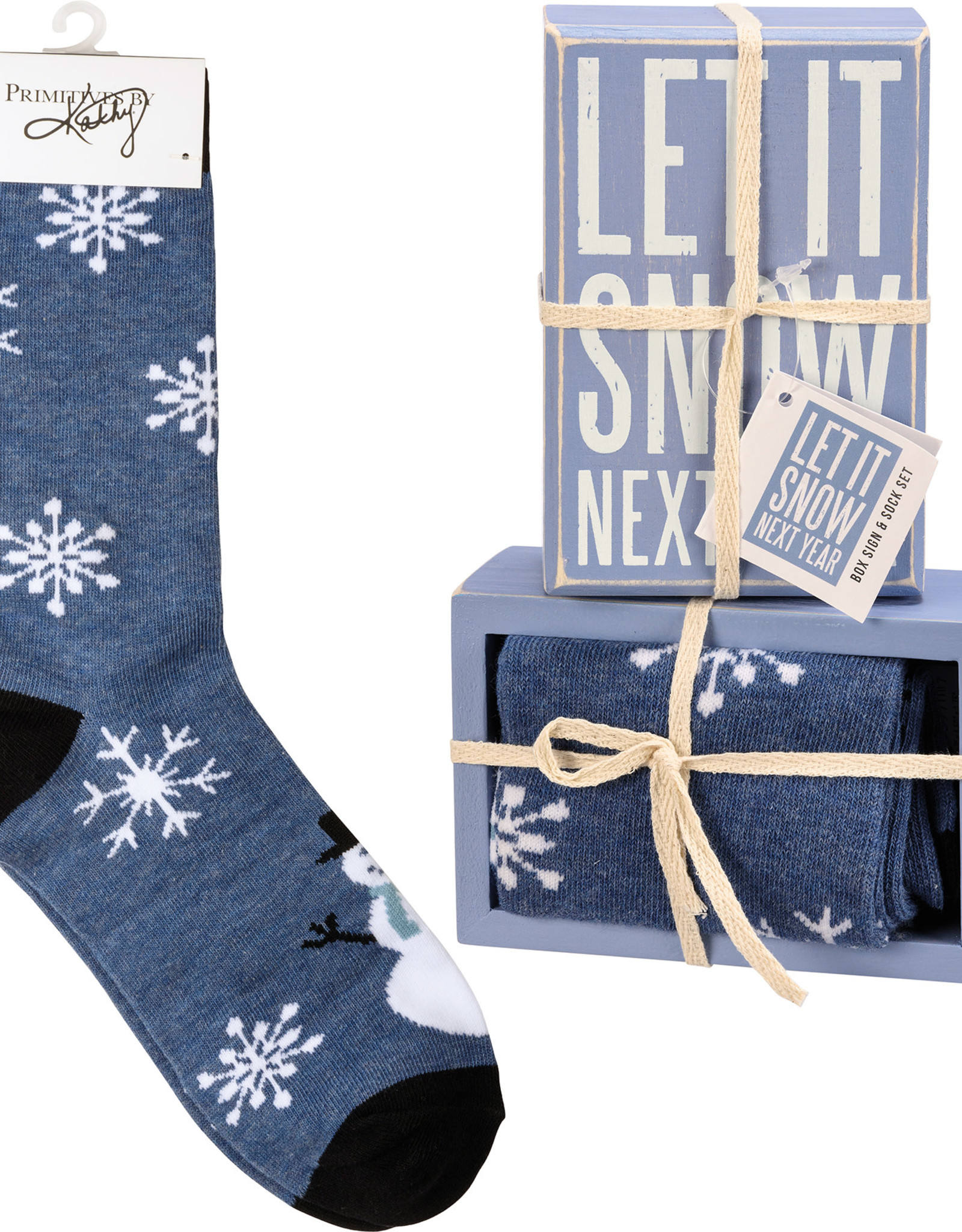 Box Sign & Sock Set - Let It Snow Next Year