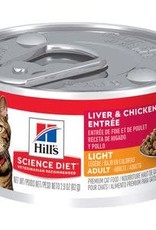 Hill's Science Diet Hill's SD Feline Adult Light Liver & Chicken Entrée, 2.9 oz Canned Cat Food