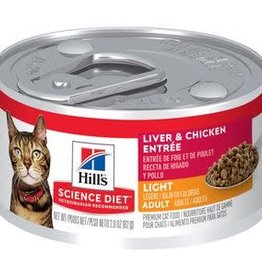 Hill's Science Diet Hill's SD Feline Adult Light Canned  Liver & Chicken Entrée, 2.9 oz