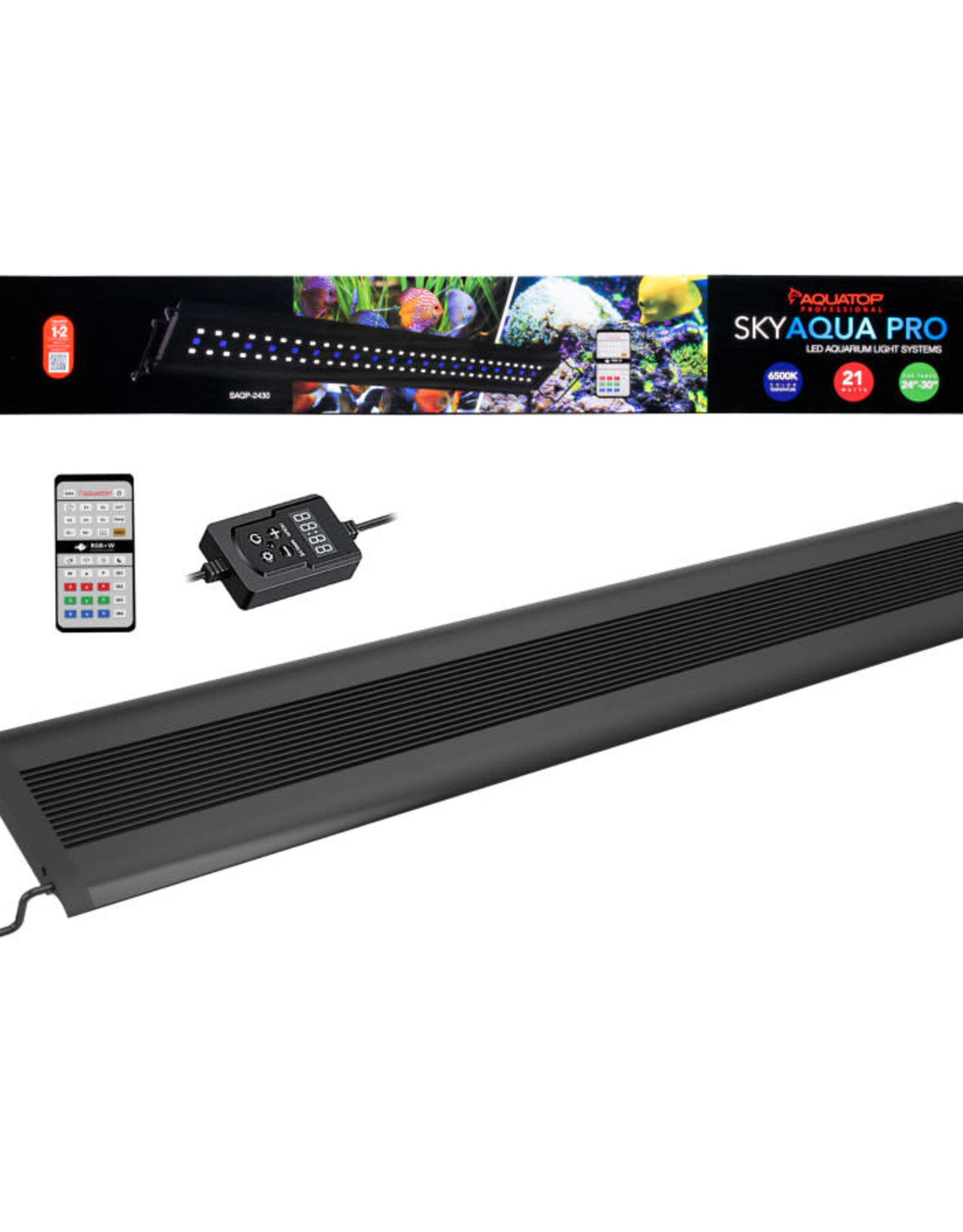 AQUATOP Aquatop SkyAqua Pro LED Light Fixture with IR Remote 6500K 21w 24-30in