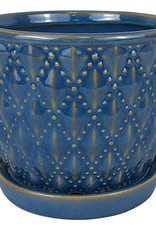 Beaded Diagonal Planter with Attached Saucer - Tourmaline 5.5"x4.75"