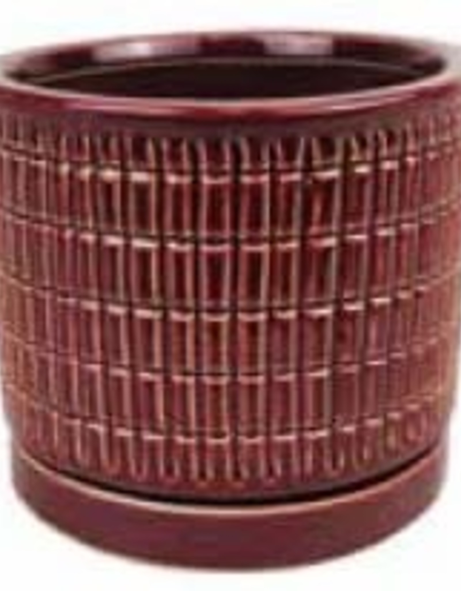 Matchstick Cylinder w/ Attached Saucer Cordovan 7.75 x 6.75