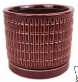 Matchstick Cylinder w/ Attached Saucer Cordovan 7.75 x 6.75