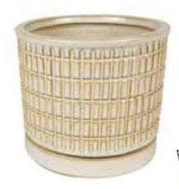 Matchstick Cylinder w/ Attached Saucer Antique White 5.5 x 4.75