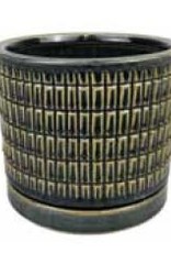 Matchstick Cylinder w/ Attached Saucer Granite Grey 12 x 10.25