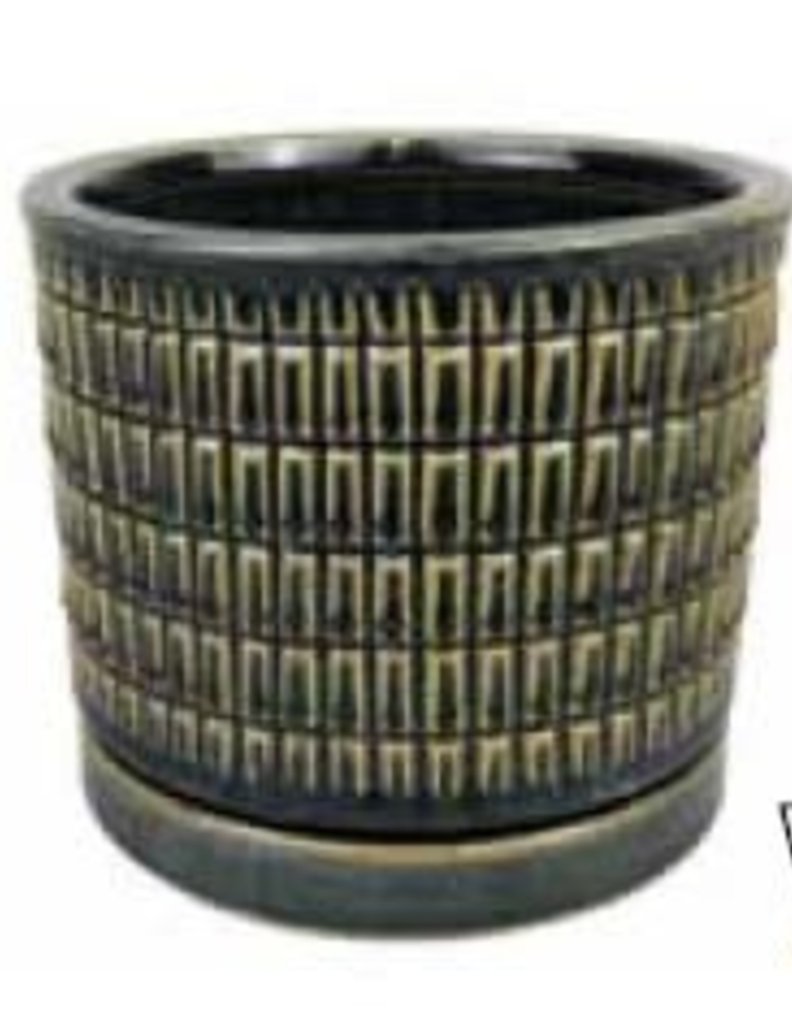 Matchstick Cylinder w/ Attached Saucer Granite Grey 12 x 10.25
