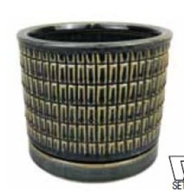 Matchstick Cylinder w/ Attached Saucer Granite Grey 12 x 10.25
