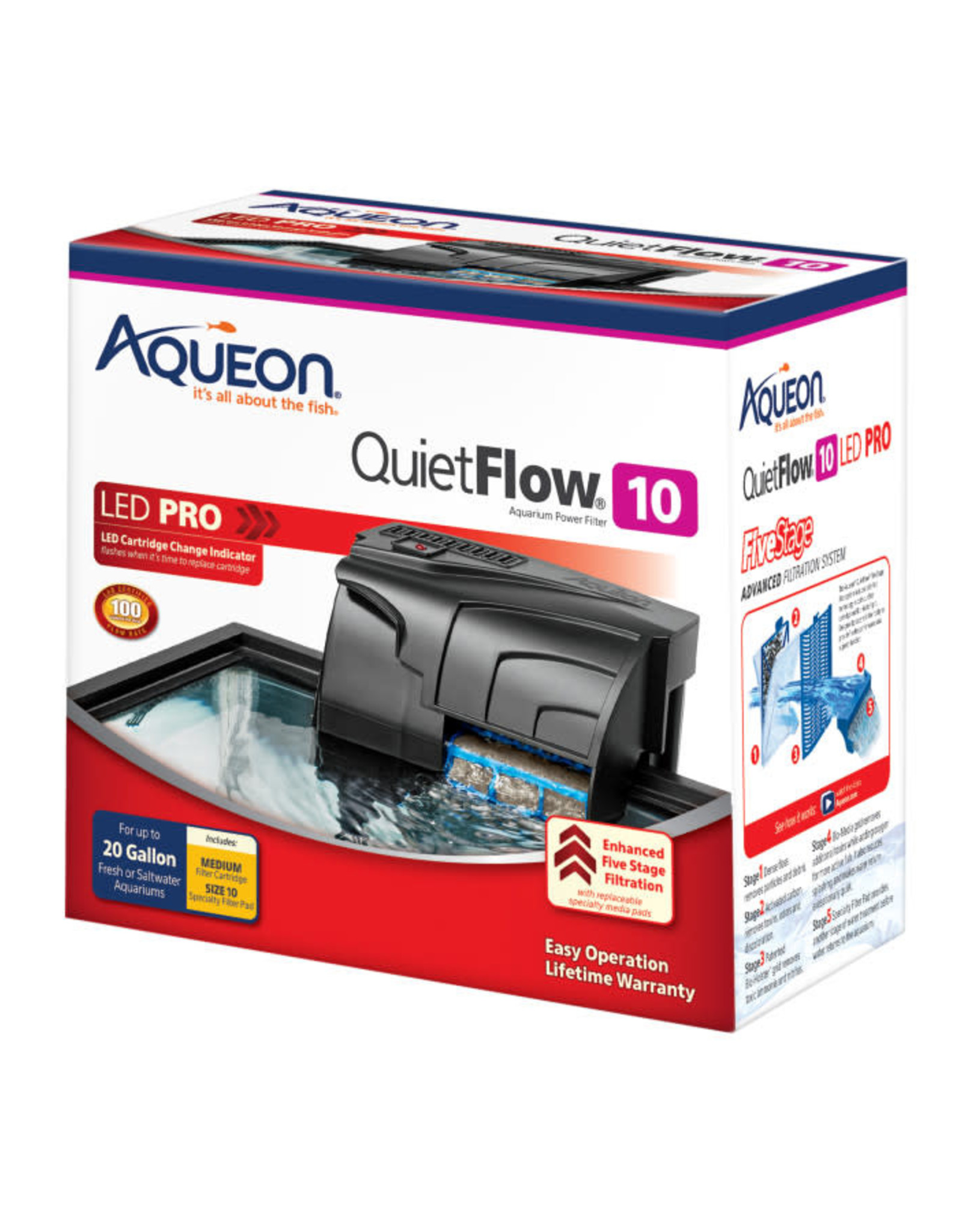 AQUEON Aqueon QuietFlow LED PRO Aquarium Power Filter Size 10