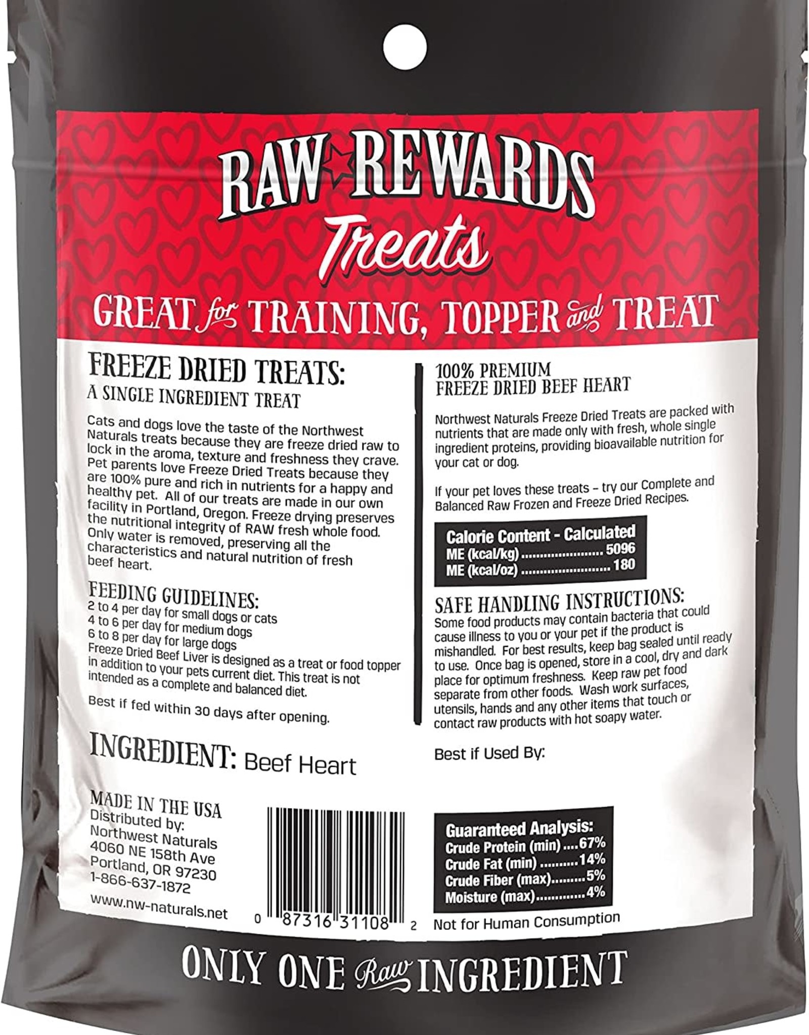 Northwest Naturals NWN Freeze Dried Beef Hearts 3z