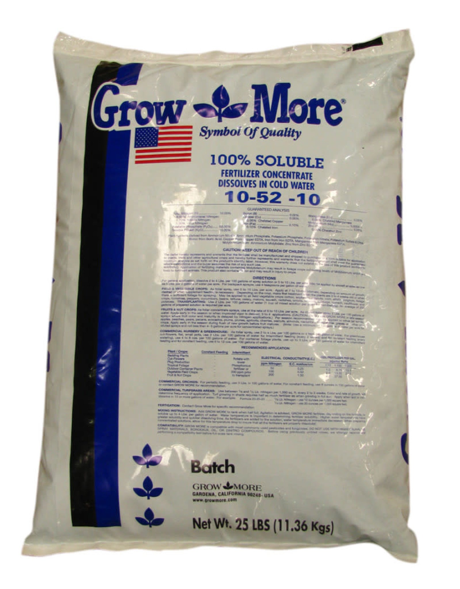 Grow More Grow More High Bloom Soluble Fertilizer Concentrate 10-52-10 25lb